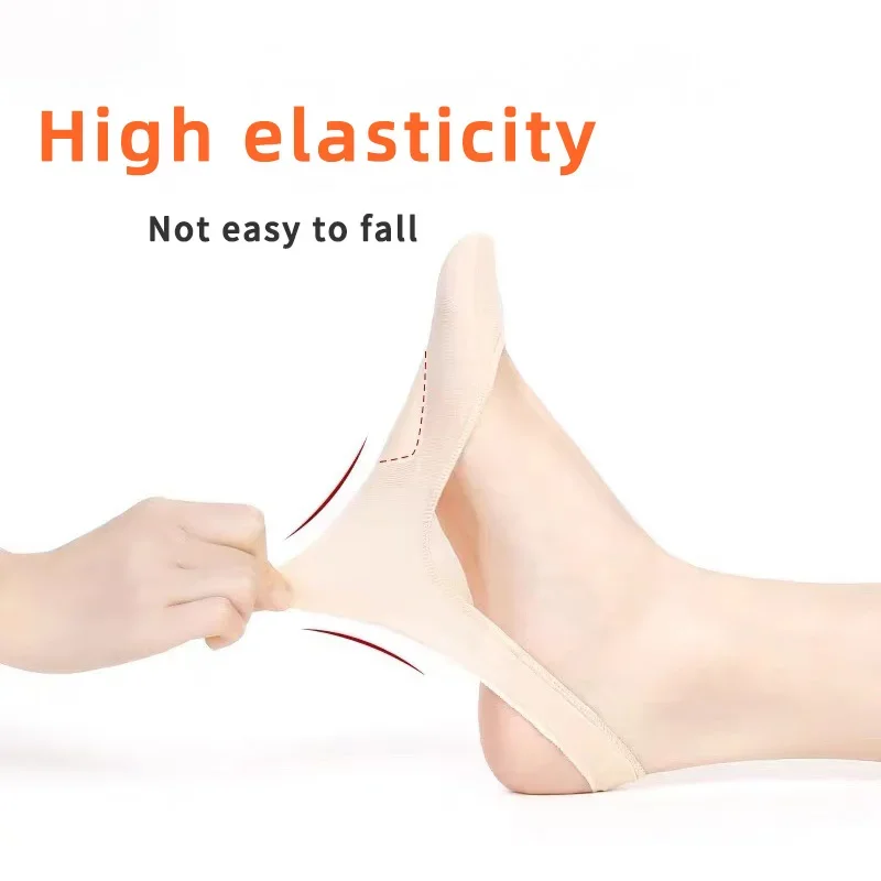 Woman Socks 3 Pairs Invisible Boat Socks Women Summer Silicone Non-Slip for High Heels Shoes Ice Silk Thin Half-Palm Suspender Sock