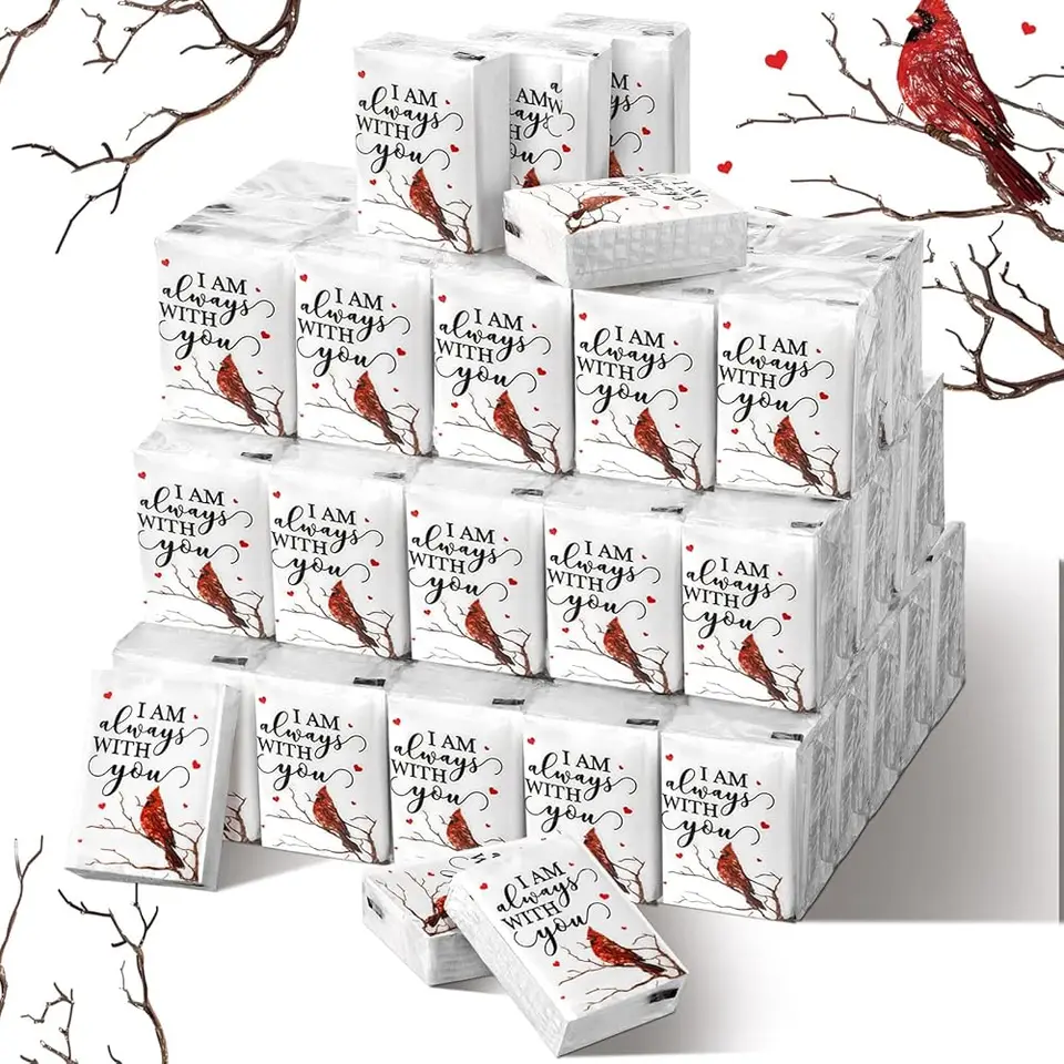 100 Pack Funeral Pocket Tissues for Memorials