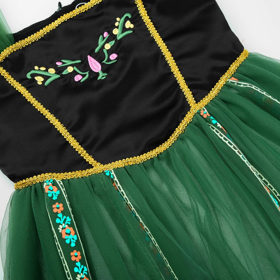 Halloween Anna Kleid für Mädchen Frozen Cosplay Grüne Prinzessin Kostüm Kinder Klassische Cartoon Rollenspiele Outfits Slim Fairy Sets – Detail 7