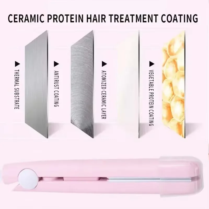 Hair Straightener Mini Clipboard Small Power Plug Curling Girls Air Bangs Portable