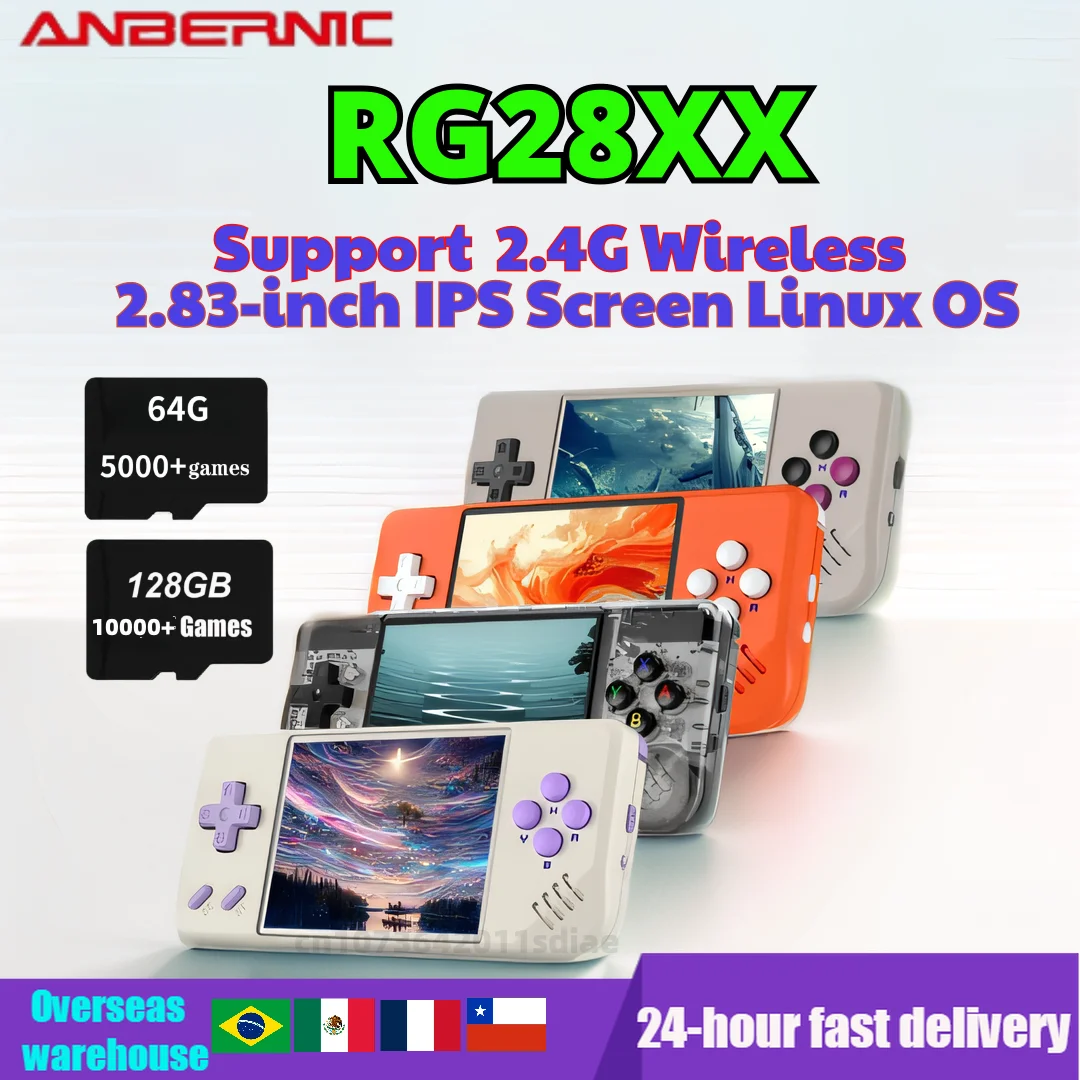 ANBERNIC RG28XX Handheld Game Console 2.83-inch IPS Screen Linux system 3100mAh Mini Portable Video Games Controller 64G Gift