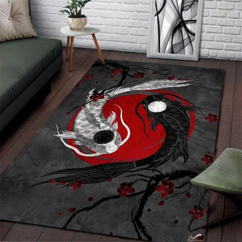 Floor Mat Black and white cat decorative Non-slip Living Room Children's Bedroom Bedside Kitchen Bathroom floor mat