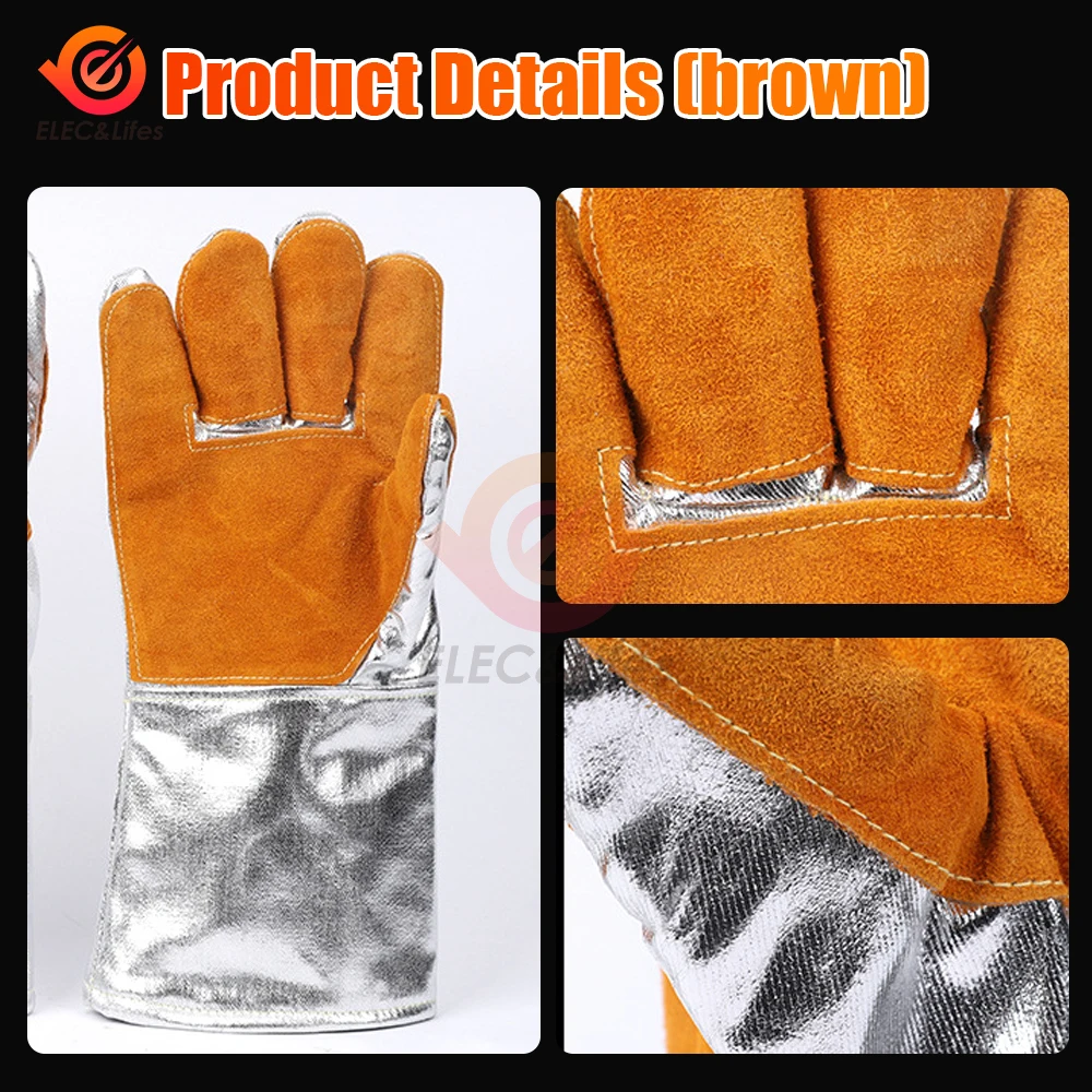 Aluminum Foil Heat Insulation Gloves Anti-scalding Glove Fireproof Industrial Grade Oven Heat-resistant Protective Safety Gloves protective gloves safety gloves oven gloves