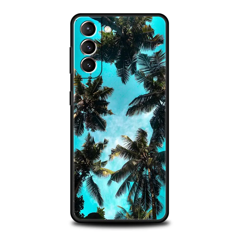 Summer Beach Palm Tree Soft Silicone Phone Case Cover