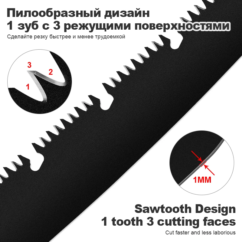 FivePears Folding Saw Camping Tourist Hand Manual Alloy Steel Ptfe Coated Anti-Slip Grip Tree Pruning