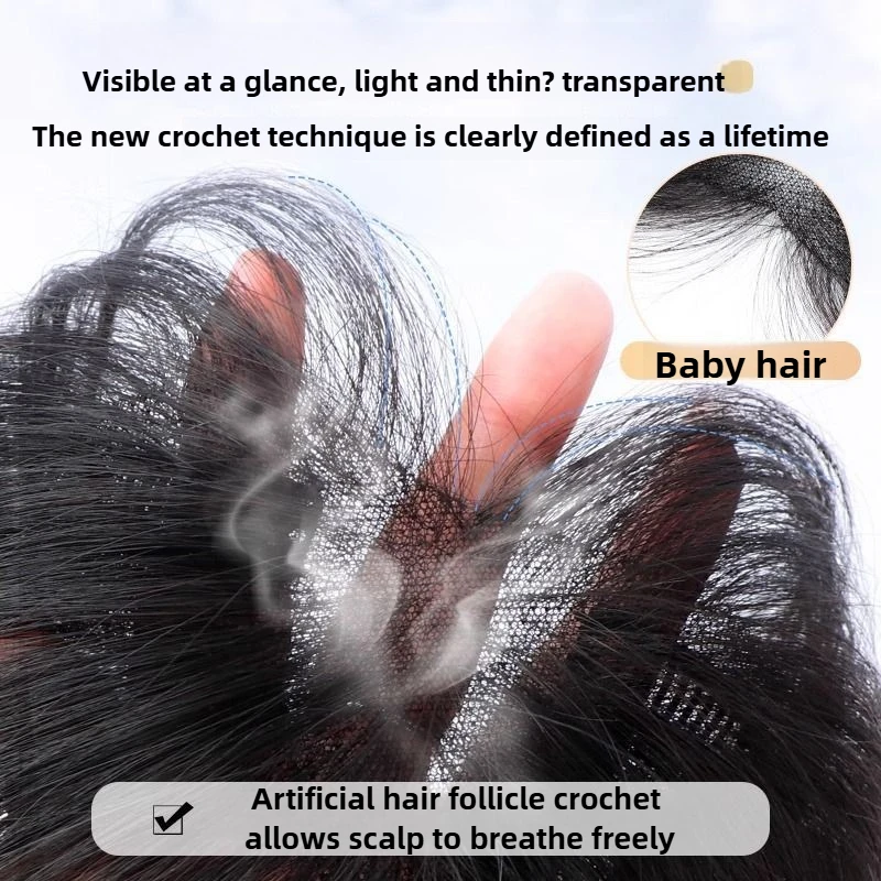 Ashely Wig Woman Thin Bangs Increase Amount of Hair Bangs Clip-in Extensions Human Hair High Temperature Fiber Synthetic Bangs