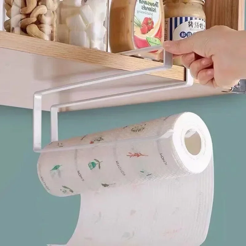 Creative Perforation-free Hanging Storage Rack Kitchen Paper Towel Rack Cabinet Paper Plastic Wrap Spread Layout