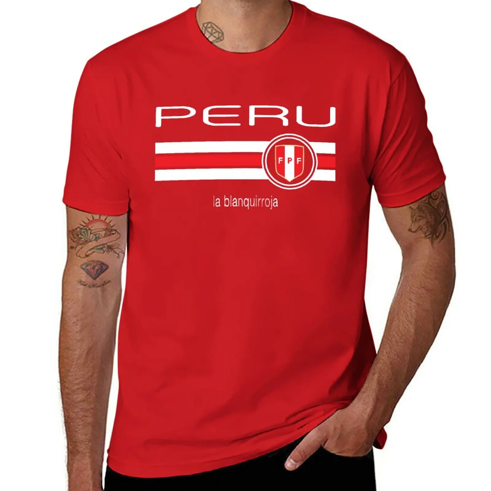 

New Football - Peru (Home Red) T-Shirt quick drying shirt summer clothes mens big and tall t shirts