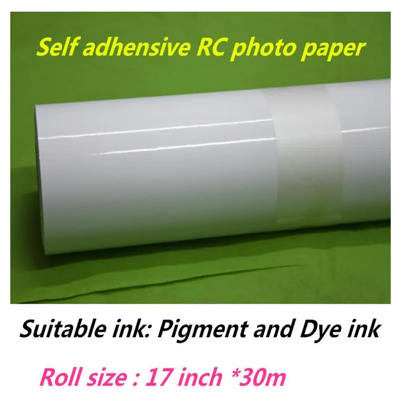 17인치 x 30미터 고품질 프리미엄 190GSM 자가 접착 광택 RC 방수 포토 용지 스티커 (수성 잉크용)