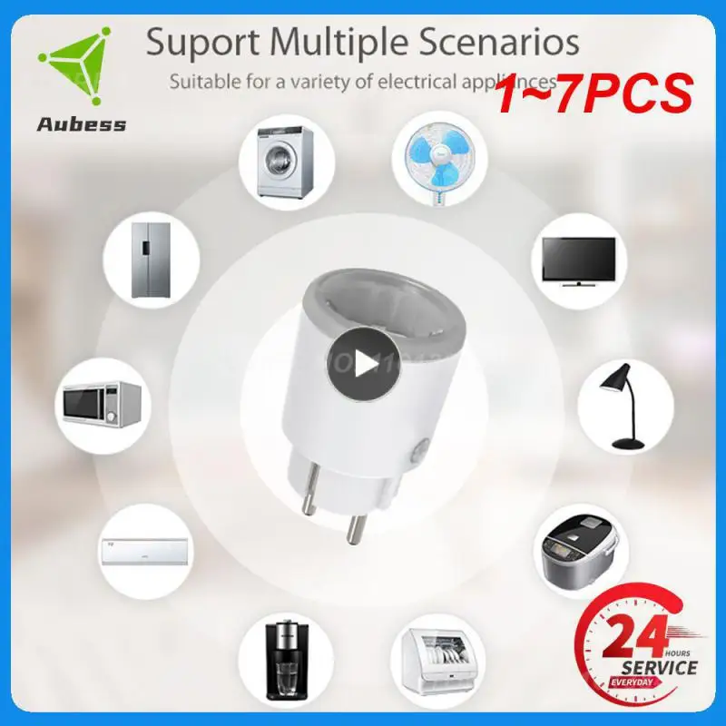 

1~7PCS Tuya Smart Plug Socket 3680W 16A Power Energy Monitoring Timer Switch EU Outlet Work With Tuya Hub Zigbee2mqtt