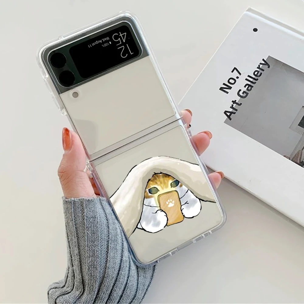 Adorable Cartoon Cat Couple Hard Transparent Phone Case