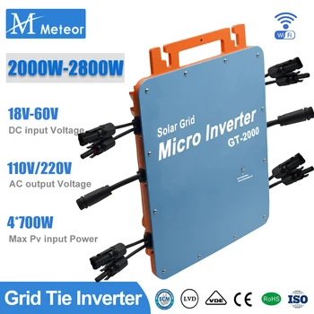 2800W 2000W Solar Grid Tie Micro Inverter 16-60V DC For PV Panel On Grid Converter MPPT With WIFI Communication Waterproof IP67