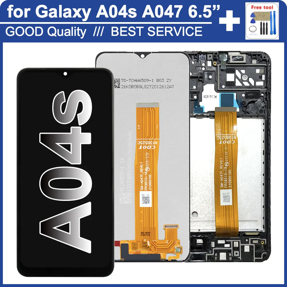 

6.5" for Samsung Galaxy A04S A047 LCD Display Touch Screen Glass Digitizer Panel for Samsung A04S LCD A047M SM-A047F Replacement
