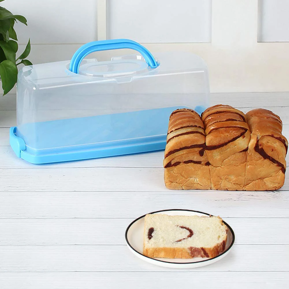 Bread Storage Box Portable Plastic 13Inch for Loaf Cake
