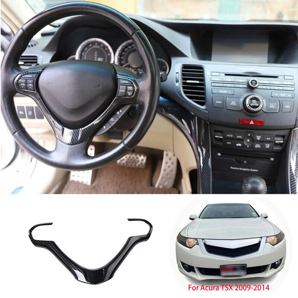 1pcs Inner Carbon Fiber Steering Wheel Strip Cover Trim For Acura TSX