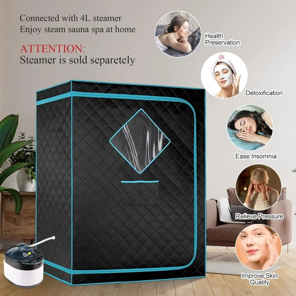 Home Double Steam Sauna, Full Body Hydrotherapy for 1 or 2 People, Two 4-liter Steamers, Two Folding Chairs, Portable Sauna Tent 6