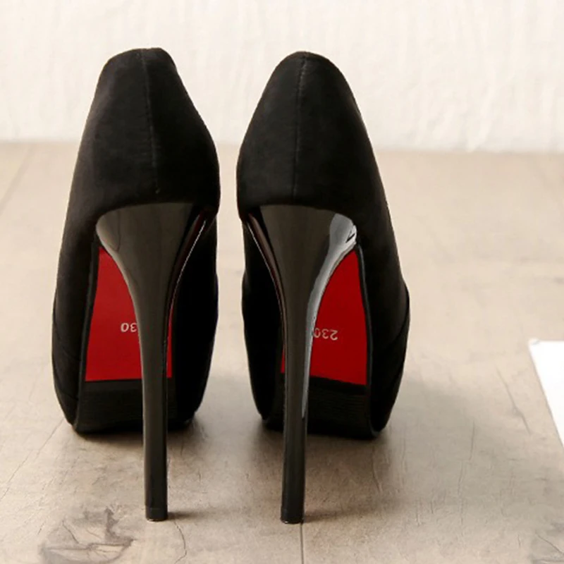 

2024 Women 10/12/14cm High Heels 4cm Platform Peep Toe Pumps Crystal Nightclub Soft Leather Red Bottom Drag Queen Elegant Shoes