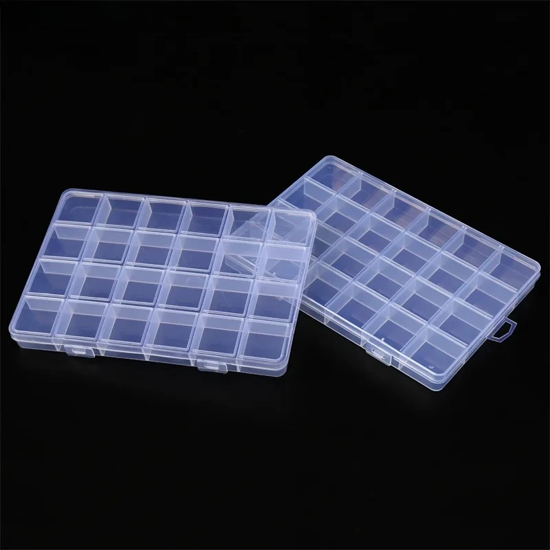 Transparent Fixed With Slot Beaded Anti-string 15-28 Grid Plastic Storage Box Jewelry Classification Parts Division Box
