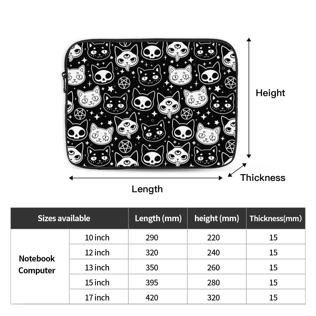 Gato Mágico Bruxaria Bolsa do Portátil Case 12 13 15 17 Caderno Luva Case à Prova de Choque Case Bolsa - Imagem 5