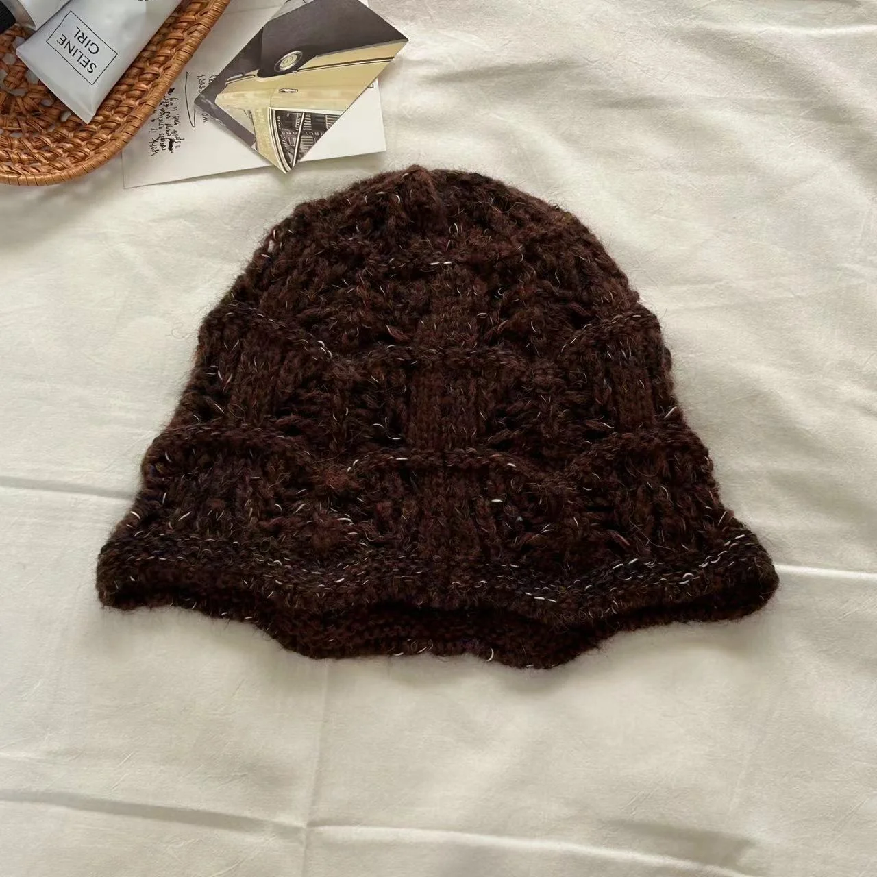 Early Autumn Temperament Style With Wool Yarn Hat Knitted For Warmth Niche Ins Retro Bucket Hat Toe Cap Basin Hat For Women_voghion.com