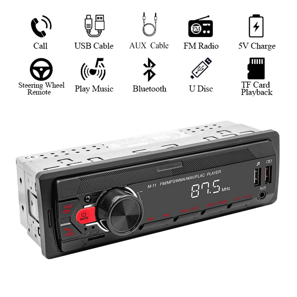 Lettore Mp3 Per Auto 1 Din Autoradio Lettore Stereo Bluetooth Digitale 5.0 Musica Fm Usb Con Telecomando Dash Aux Radio Fm Portatil