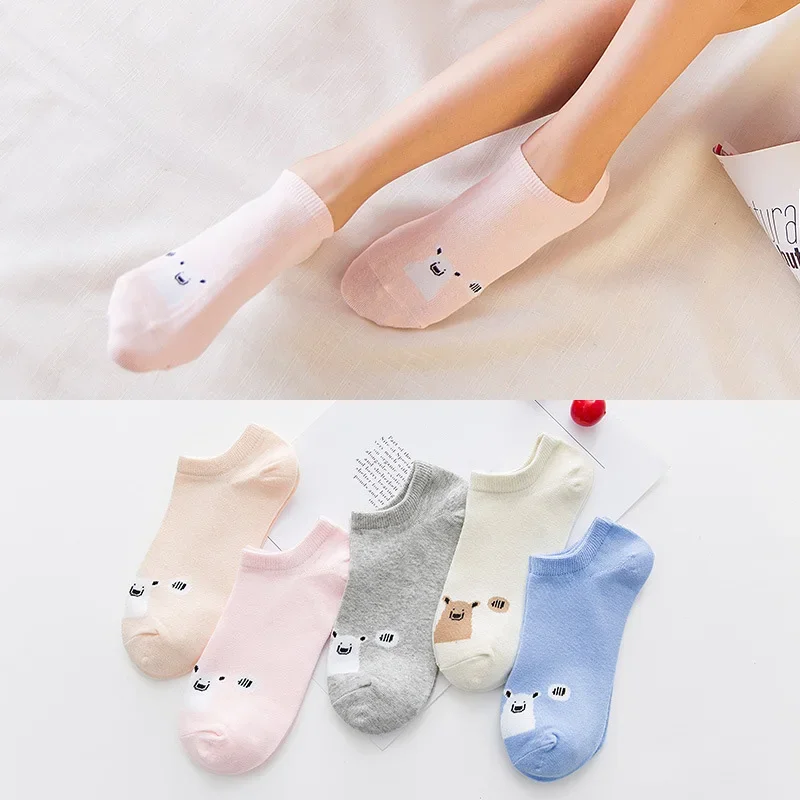 Mode Kurze Knöchel Socken Frauen Sommer Bär Boot Socken Tier Cartoon Nette Kawaii Socken Baumwolle Atmungs Frühjahr Harajuku