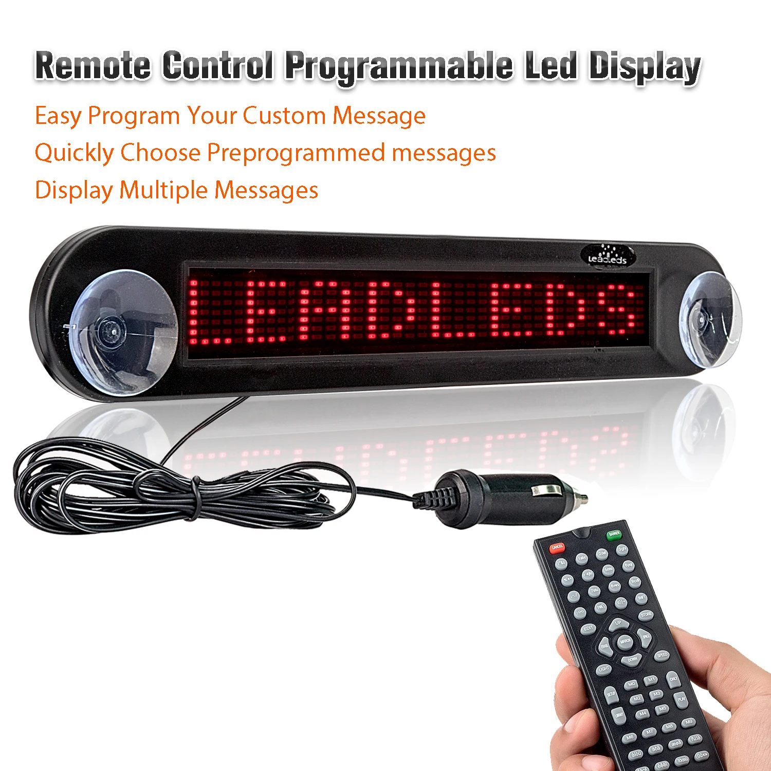 Leadleds 12v Car Led Display Panel Remote Control Programmable Message Sign Scrolling Display Board for Taxi Bus Red/Blue Color