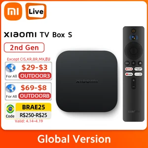 Оригинальный телефон Xiaomi Mi TV Box S 2nd Gen Dolby Vision Google Assistant HDR10 + 4K Ultra HD потоковый медиаплеер