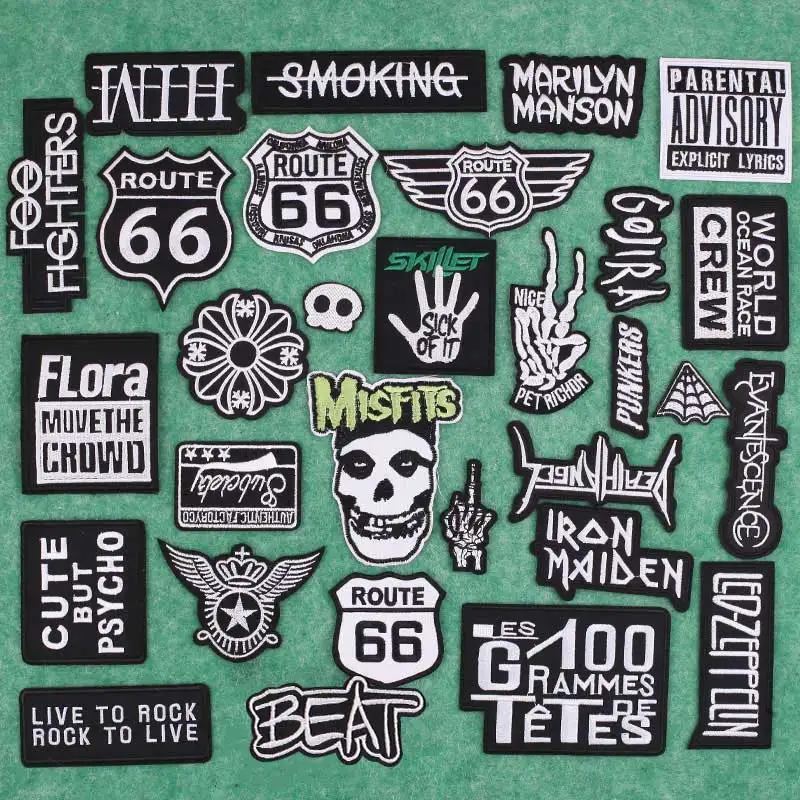 

Rock Band Iron on Patch for Clothing Embroidery Badges Music Metal Punk Stripes Clothes Stickers Appliques Sewing Jacket Jeans