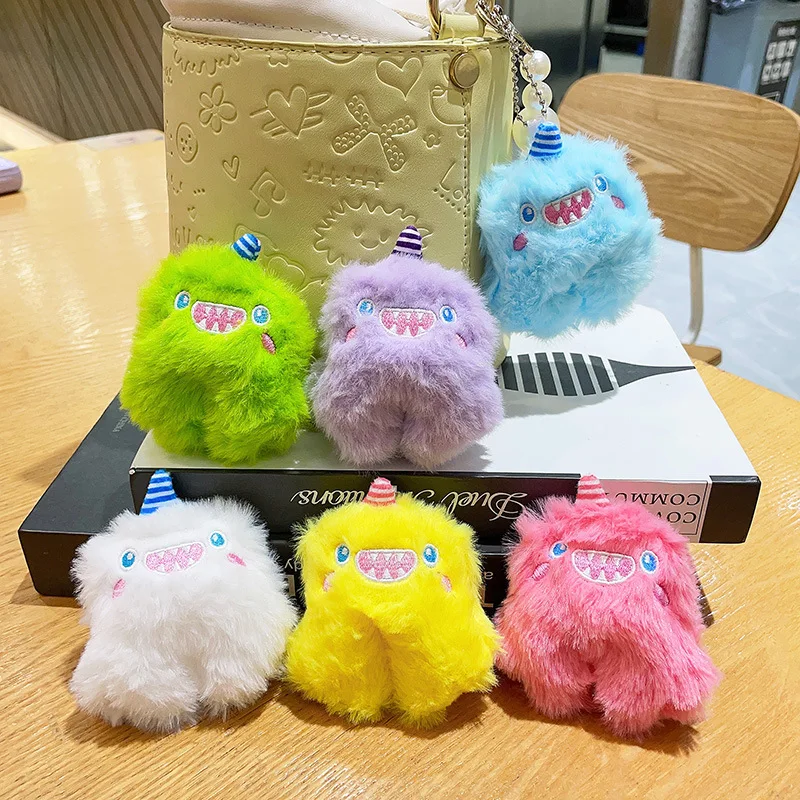 

New Cartoon Cute Colorful Little Monster Plush Toy Key Chain Pendant Creative Ins Kawaii Little Monster Plush Backpack Pendant