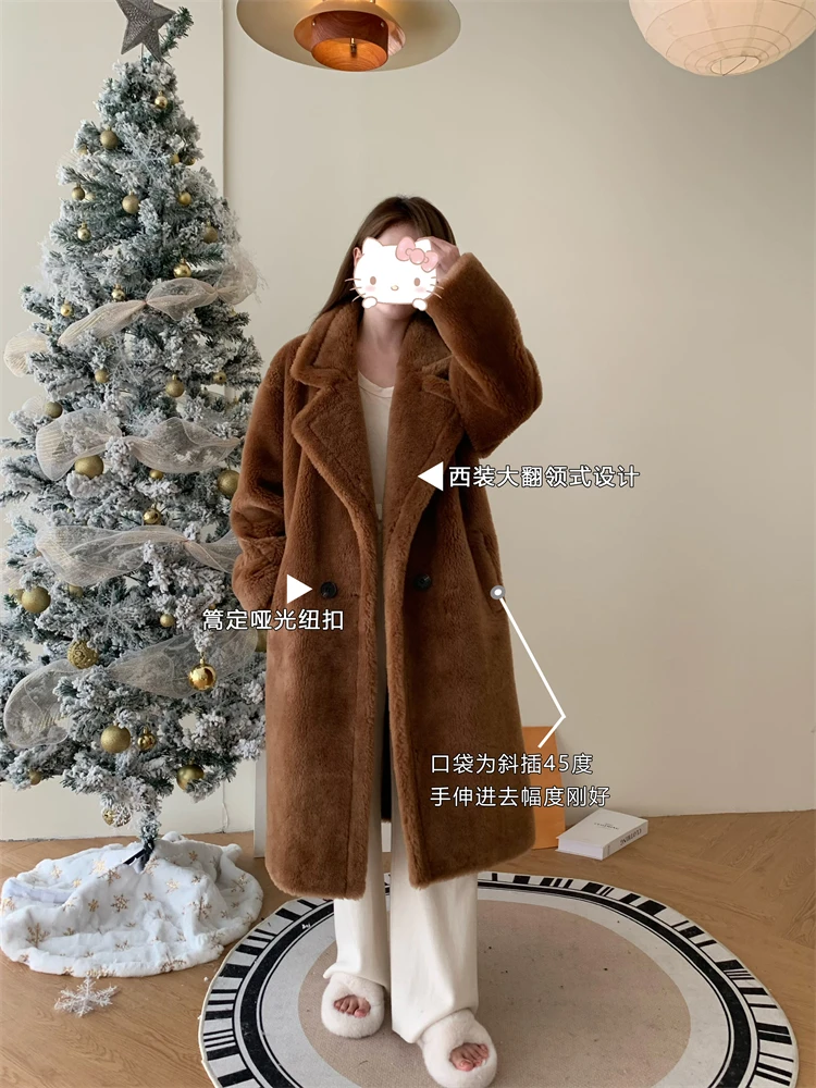 

MAX Teddy Bear New Korean Edition Teddy Coat Autumn/Winter Sheep Camel Fur Coat Women's Sheep Fleece Lamb Medium Length