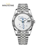 MINUTETIME NH35 Watch For Who cares, I'm already late Silver Sapphire Crystal NH35A Automatic Movement 39mm Stainless Bule Hands 2
