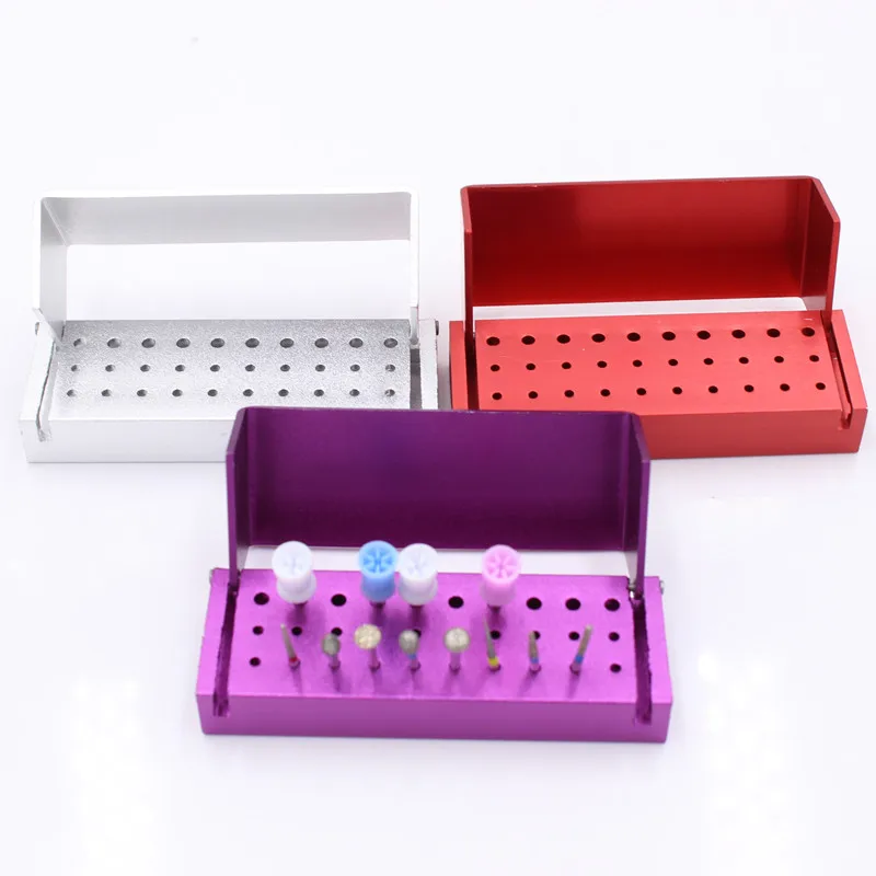 Autoclavable 30 Holes Aluminium Dental Burs Holder Block Dental Disinfection Box for FG Burs and RA Burs 2 pcs 9 holes disinfection box dental burs holder autoclavable oral care tools for high speed burs dental laboratory equipment