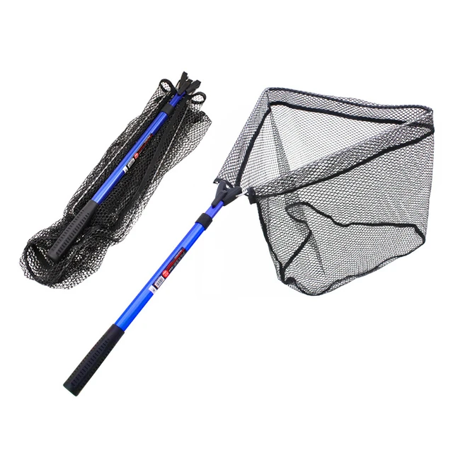 Large Aluminum Alloy Fishing Net Fish Landing Hand Net Foldable Collapsible  Telescopic Pole Handle Fishing Tackle 1m-2.25m