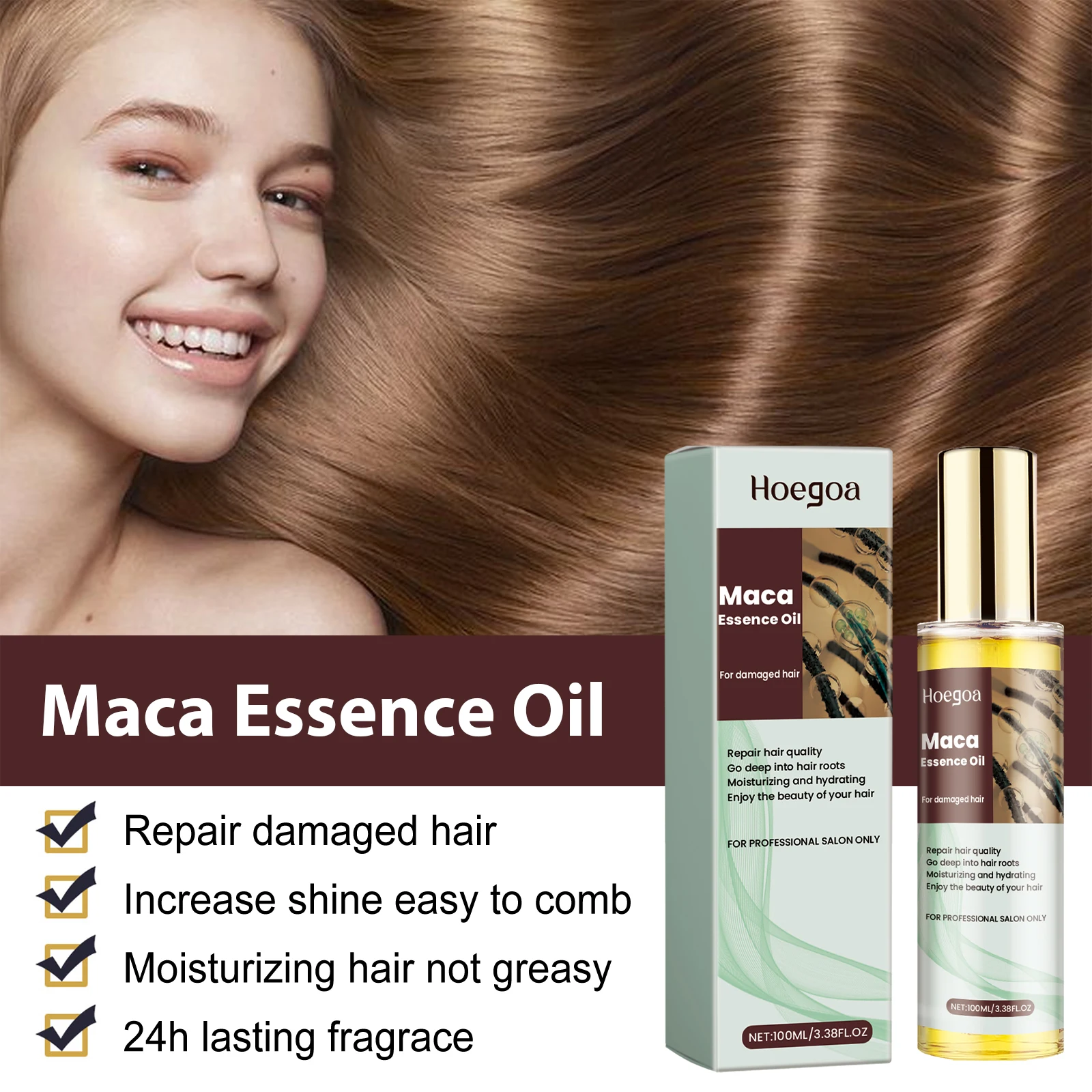 Nourishing & Smoothing Hair Serum - Hydrates Dry Ends, Non-Greasy with Fresh Fragrance, Strengthens & Softens Hair