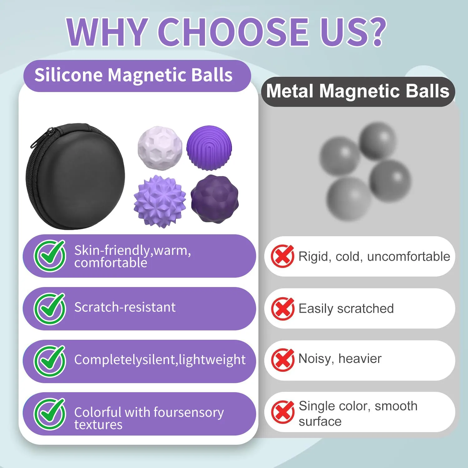 Silicone Magnetic Sensory Balls Calming Fidget Toy Worry Ball Autism Attraction Stress Ball Kid Adults for Anxiety Relief Stress