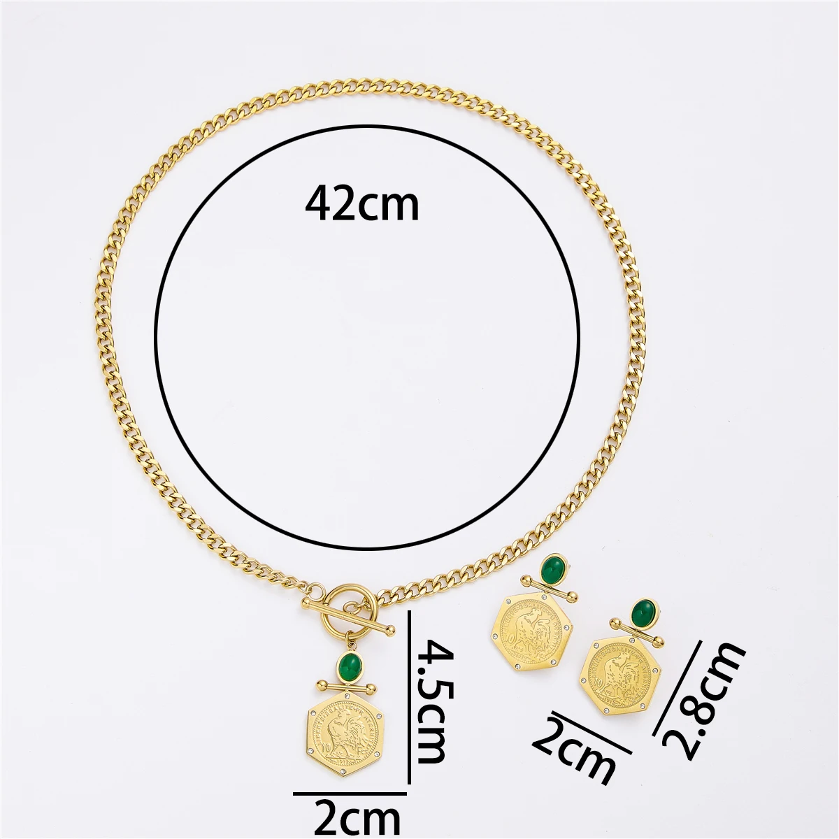 LUIZADA Wedding Jewelry Set for Women Portrait Coin Stainless Steel with Necklace Earrings Bracelet bridal jewelry sets