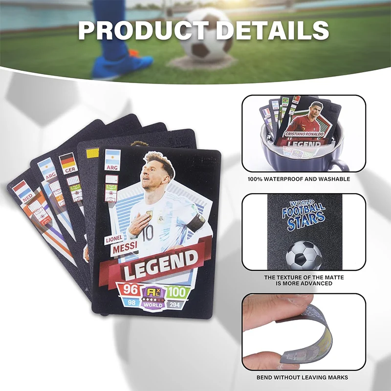 55Pcs World Football Stars Gold Foil Card Contains 55 of The World's Greatest Soccer Stars Collection Card Great Gift