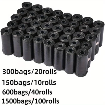 Sacos portáteis das cocô do cão de 300/1500 pces, sacos de lixo do animal de estimação, sacos de lixo duráveis e à prova de vazamento, suprimentos de limpeza do animal de estimação 1
