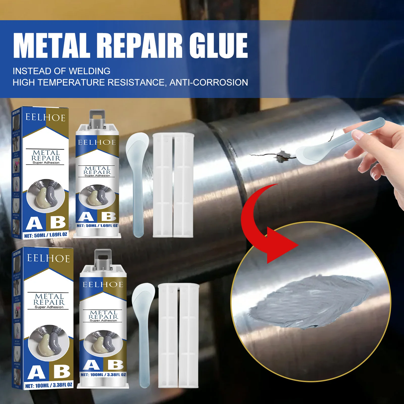100g Magic Repair Glue AB Metal Cast Iron Repairing Adhesive Heat 