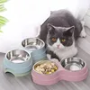 Double Pet Bowls Dog Food Water Feeder Stainless Steel Pet Drinking Dish Feeder Cat Puppy Feeding Supplies Small Dog Accessories 2