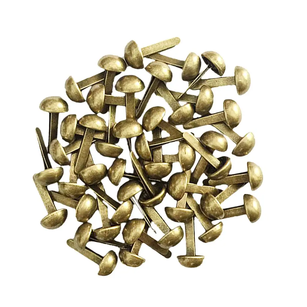 100pcs Punk Rivet Metal Studs s Spike Round Screw Craft DIY Decor Bronze