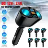 Car Cigarette Lighter 12V-24V Socket Splitter Blue Atmosphere Light PD QC3.0 2 USB Charger C Ports For Mobile Phone DVR Chargers 5