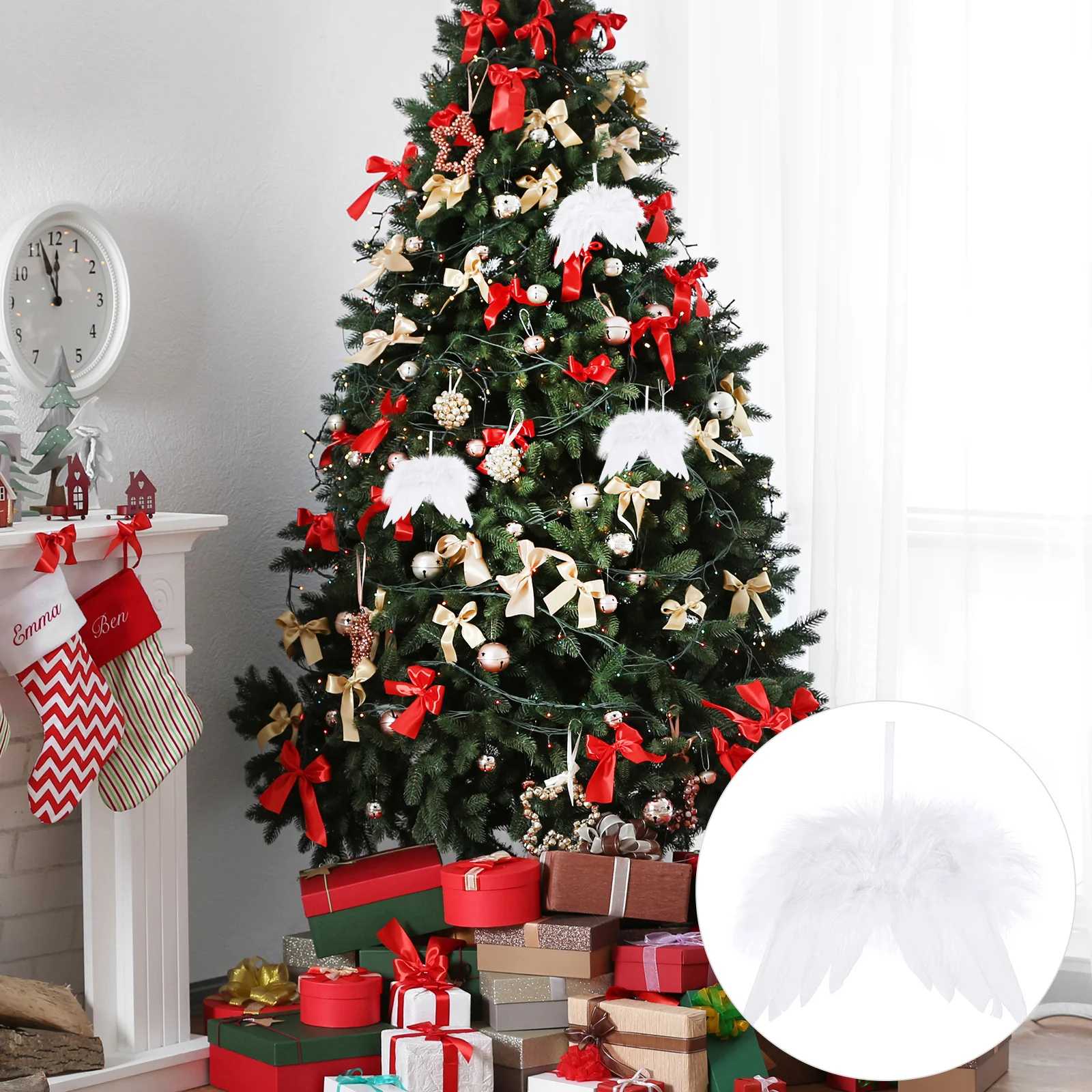 

24 Pcs Angel Wings Pendant Christmas Adornment Festival Scene Decor Kids Hanging Ornament Baby