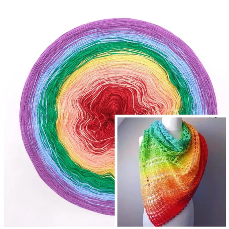 300g Gradient Cake Yarn Organic Cotton Blended Yarn Spring and Summer Crochet Skirt Shawl Lace Thread DIY Hand Knitted Wool 6