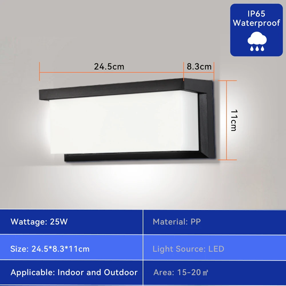 ตัวเลือกสินค้า โคมไฟผนังกลางแจ้ง IP65 กันน้ำ 25W ประหยัดพลังงาน