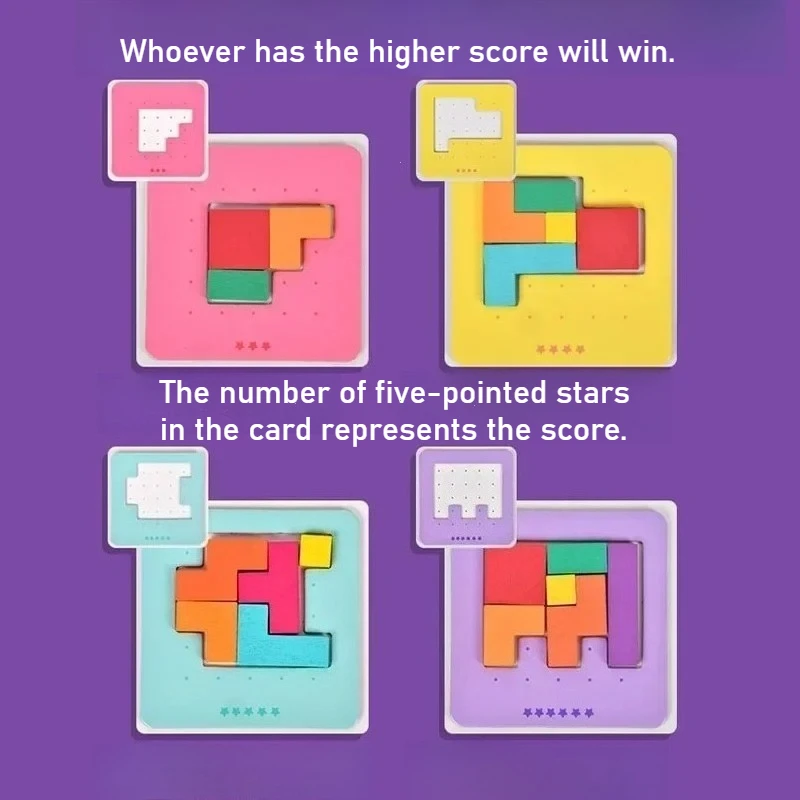 Montessori Desktop Puzzle Toys Kids Battle Table Game Tangram Math Toys Building Blocks Board Color Shape Training for Kids Gift