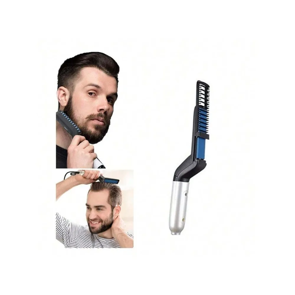 EU Plug Men's All-in-One Ceramic Hair Styler Comb Straighteners Curlers Set Styling Combs Straighteners Men's Quick Styler