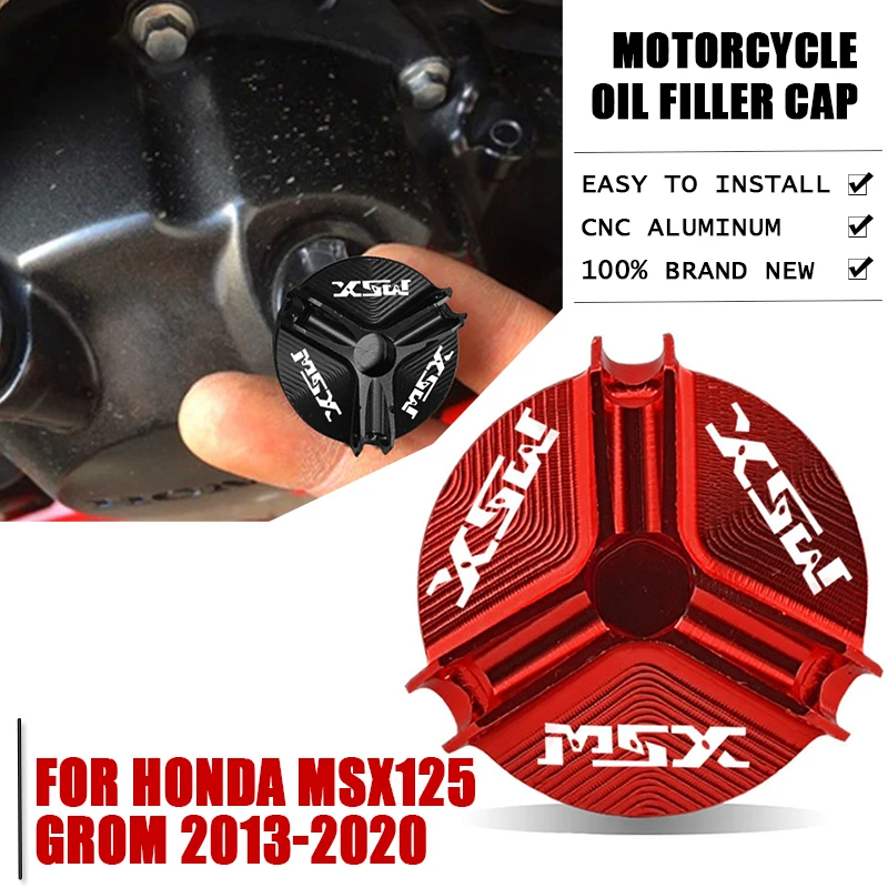 

Для Honda MSX125 Grom MSX 125 2013-2020 2019 2018 CNC алюминиевая крышка наполнителя масла для мотоцикла