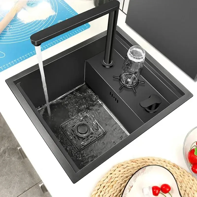 304 Stainless Steel Kitchen Sink Invisible Black Small Single Mini Hidden Kitchen Concealed Sink Bar